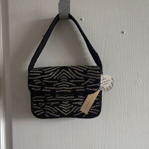 NWTChic Black and Silver hand beaded made in India Shoulder Bag